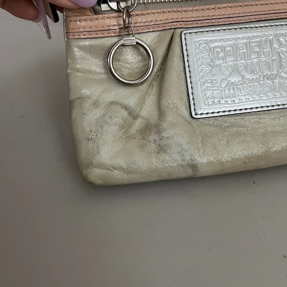 Coach Poppy Small Wristlet Bag W Tag Charm Champagne Gold Y2K READ